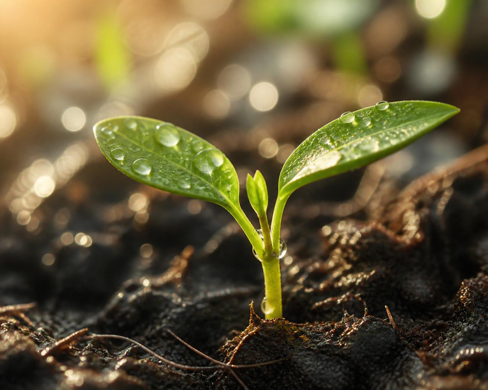 Young seedling in soil