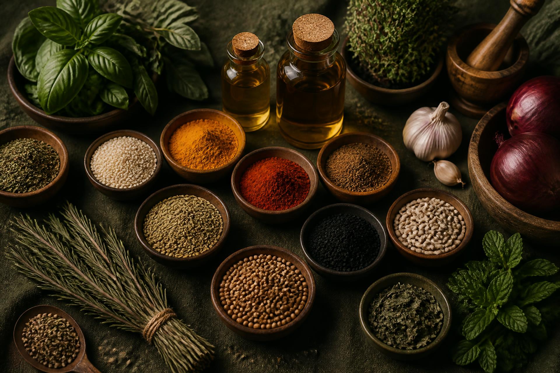 Natural ingredients arranged for selection